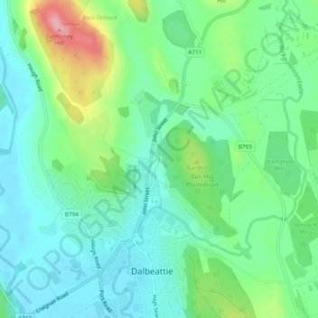 Edingham Burn topographic map, elevation, terrain