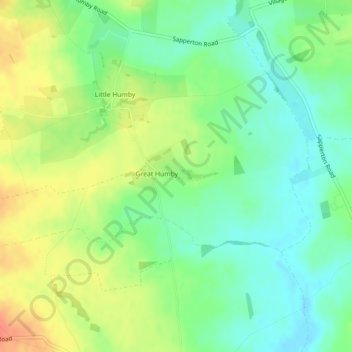 Great Humby topographic map, elevation, terrain