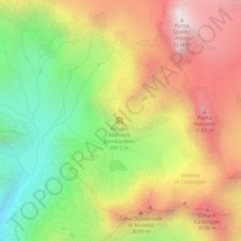 Rifugio Marinelli Bombardieri topographic map, elevation, terrain