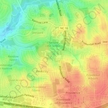 Lake Latin topographic map, elevation, terrain