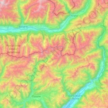 Alpi Orobie Orientali topographic map, elevation, terrain