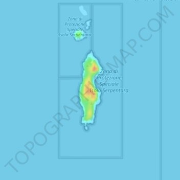 Isola Serpentara topographic map, elevation, terrain