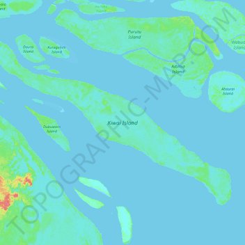 Kiwai Island topographic map, elevation, terrain