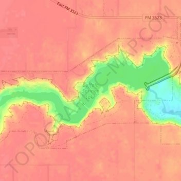 Buffalo Springs Lake topographic map, elevation, terrain