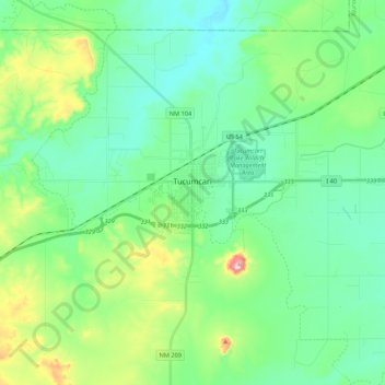 Tucumcari topographic map, elevation, terrain