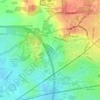 Carr Lane Woods topographic map, elevation, terrain