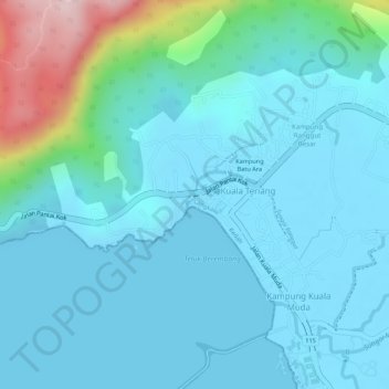 Teriang River topographic map, elevation, terrain