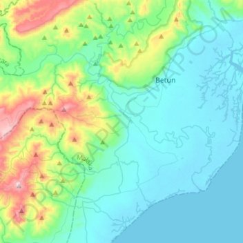 Sungai Benanain topographic map, elevation, terrain