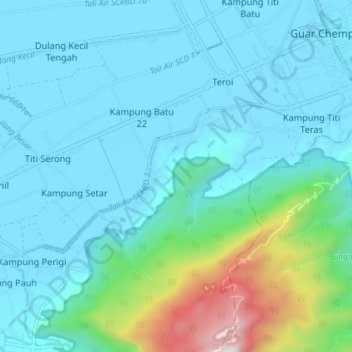 Sungai Gurun Diversion topographic map, elevation, terrain