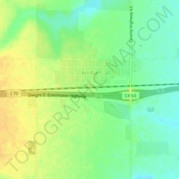 Arriba topographic map, elevation, terrain