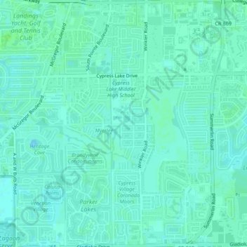 Cypress Lake topographic map, elevation, terrain