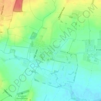 Toft topographic map, elevation, terrain