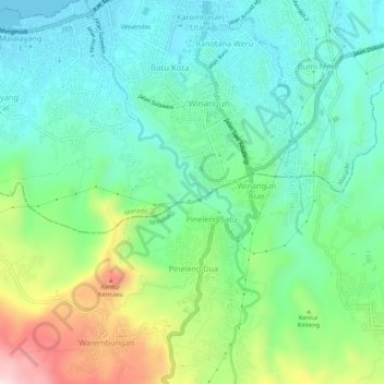 Sungai Malalayang topographic map, elevation, terrain