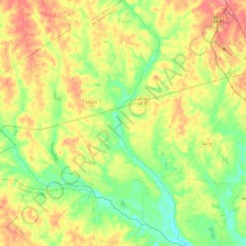 Little Ohoopee River topographic map, elevation, terrain