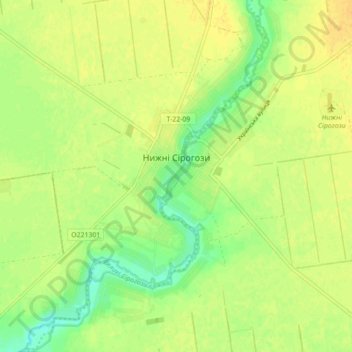 Nyzhni Sirohozy topographic map, elevation, terrain