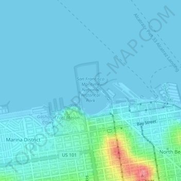 San Francisco Maritime National Historical Park topographic map, elevation, terrain