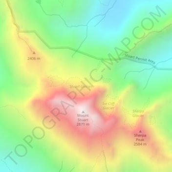 Stuart Glacier topographic map, elevation, terrain