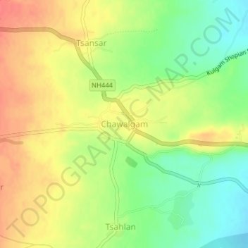 Chawalgam topographic map, elevation, terrain