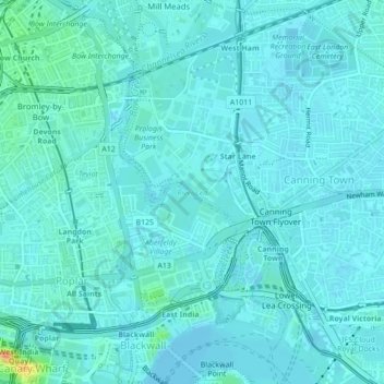 River Lea topographic map, elevation, terrain