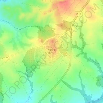 Beeri topographic map, elevation, terrain