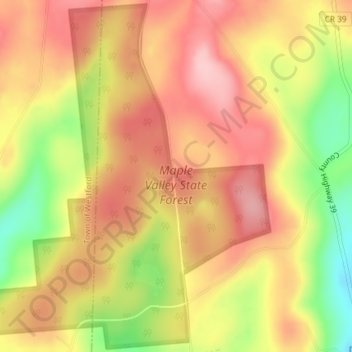 Maple Valley State Forest topographic map, elevation, terrain