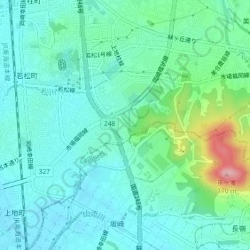 ながね公園 topographic map, elevation, terrain