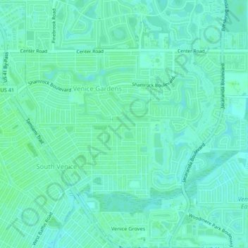 Venice Gardens topographic map, elevation, terrain