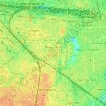 Bavariapark topographic map, elevation, terrain