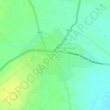 Gandharvakottai topographic map, elevation, terrain