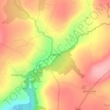 Eastern Cleddau / Cleddau Ddu topographic map, elevation, terrain