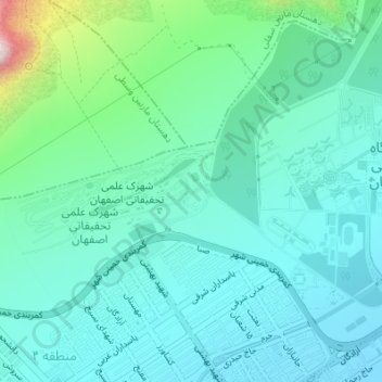 شهرک علمی و تحقیقاتی دانشگاه صنعتی اصفهان همایون شهر topographic map, elevation, terrain
