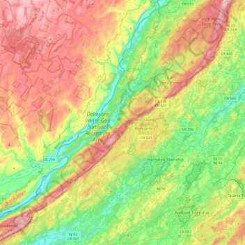 Kittatinny Mountain topographic map, elevation, terrain