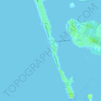 Brandenton Beach topographic map, elevation, terrain