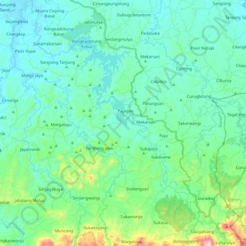 Sungai Ciberang topographic map, elevation, terrain