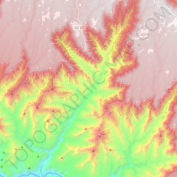 Bright Angel Canyon topographic map, elevation, terrain