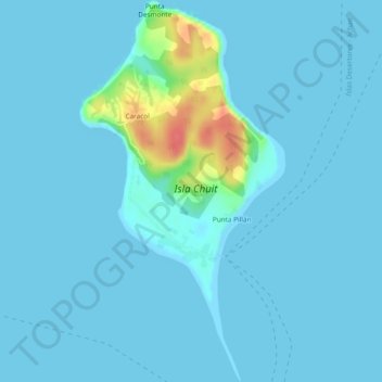 Isla Chuit topographic map, elevation, terrain