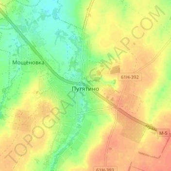 Путятино topographic map, elevation, terrain