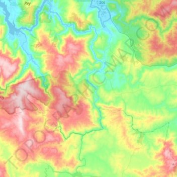 Río Futa topographic map, elevation, terrain