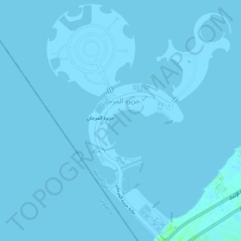 Al Marjan Island topographic map, elevation, terrain