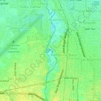 Sei Deli topographic map, elevation, terrain