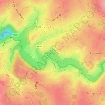 Lac de Robertville topographic map, elevation, terrain