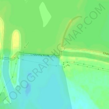 Chashma Barrage topographic map, elevation, terrain