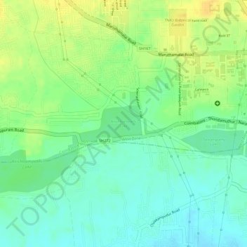 Krishnampathi Lake topographic map, elevation, terrain