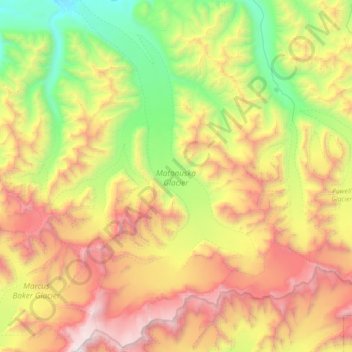 Matanuska Glacier topographic map, elevation, terrain