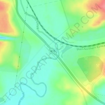 Bowmans Creek topographic map, elevation, terrain