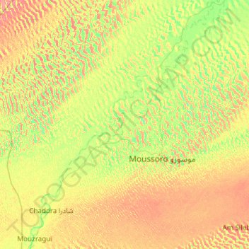 Bahr El Gazal topographic map, elevation, terrain