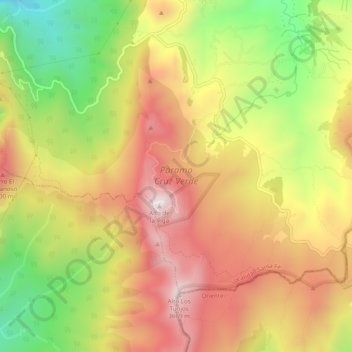 Páramo Cruz Verde topographic map, elevation, terrain