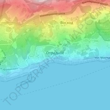 Otradnoe topographic map, elevation, terrain
