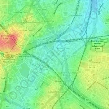 Duddeston Viaduct topographic map, elevation, terrain