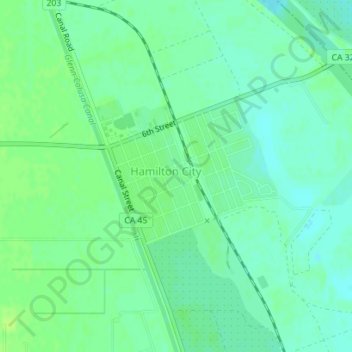 Hamilton City topographic map, elevation, terrain